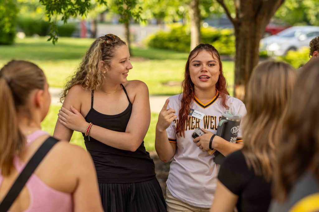 Summer Welcome leaders talk with students during small group activities, to answer questions directly froms tudents.
